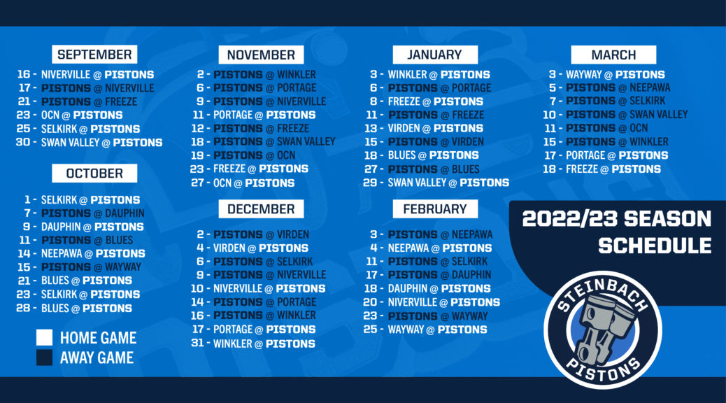MJHL Releases 2022-23 Regular Season Schedule | Steinbach Pistons